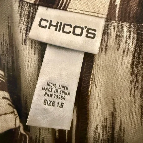 Chico's Linen Jacket and Dress Set in Brown and Cream - Picture 4 of 12